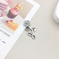 Vintage silver alloy flower charm pendant with hollow floral pattern and retro finish - Antique Silver Side Flower (10405)