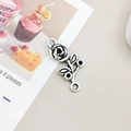 Vintage silver alloy rose flower charm connector for handmade DIY jewelry making - Antique Silver Rose Connector (10408)