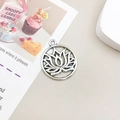 Antique silver lotus flower hollow pendant charm for DIY jewelry and earring making - Antique Silver Round Hollow Lotus (10179)