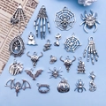 Collezione di ciondoli a tema Halloween in lega argento antico per gioielli fai da te - Serie Halloween Stile Misto (SN62)