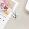 Antique silver flower charm with sunflower petals and leaf for DIY jewelry making - Antique Silver Long Stem Sunflower (10413)