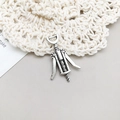 Antique silver corkscrew shaped alloy pendant for wine themed jewelry making projects - 17x26mm / Antique Silver Wine Corkscrew (10560)