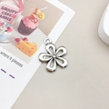 Vintage silver hollow flower alloy pendant for DIY jewelry and earring making - Antique Silver Hollow Six-Petal Flower (11284)