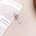 Vintage silver clover key pendant for necklaces and handmade jewelry crafts - Clover Retro Small Key (17326)