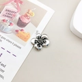Antique silver flower pendant with five petals and granular center for DIY jewelry - Antique Silver Grained Plum Blossom (5075)