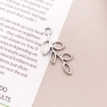 Hohlblatt-Anhänger in Silberoptik für handgemachte Halsketten und Armbänder Schmuck - Altsilber Zweig Anhänger (10797)
