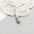 Vintage silver strawberry wine bottle pendant with sweet engraving for jewelry DIY - 8x31mm / Antique Silver Wine Bottle (10553)