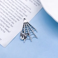 Vintage zilveren legering spin op web bedel hanger voor Halloween sieraden maken - Antiek Zilveren Spinnenweb (10857)
