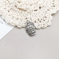 Antique silver wine barrel charm with grape relief and Wine Barrel engraving - 11x19mm / Antique Silver Wine Barrel (10561)