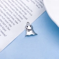Zilveren spookbedel met lachend gezicht voor Halloween DIY-sieraden maken - Antiek Zilveren Duivel (10880)