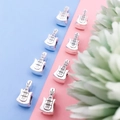 Silver guitar shaped alloy large hole beads for DIY charm bracelets and jewelry - Guitar (15665-2)