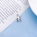 Schedelhanger met strik in vintage zilver voor Halloween doe-het-zelf sieraden - Antiek Zilveren Schedel Kop (10878)