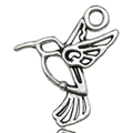 Colgante de colibrí en plata antigua con textura detallada de alas para joyería DIY - Pájaro Volador (15763)