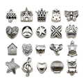 Collection of 20 vintage silver alloy charms featuring stars, hearts and animal designs - Mixed 20 Styles Set (SN89)