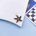 Deep blue starfish alloy pendant with gold beaded edges for DIY jewelry and bracelets - Black Starfish / 15x18mm