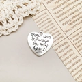 Ciondolo cuore vintage in argento con incisione manuale per creazione gioielli - Stile You Are Always In My Heart (5728)