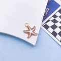 Starfish charm with white enamel and golden beaded edges for necklaces and bracelets - White Starfish / 15x18mm