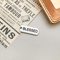 Rechteckiger Anhänger aus Silberlegierung mit BLESSED-Gravur für DIY-Schmuckherstellung - Blessed Stil (10823) / Antiksilber