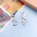Antique silver cat pendant with carved stripes for DIY jewelry making and craft project - Sitting Long Tail Cat Pendant (3774)