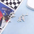 Antique silver dolphin pendant with smooth front and textured back for DIY jewelry - Antique Silver Dolphin (10379) / 14x28mm