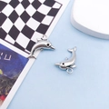 Silver dolphin metal charms for DIY bracelets and keychains jewelry accessories - Antique Silver Dolphin (10381) / 10x18mm