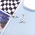Antique silver dolphin charms for DIY jewelry making and keychain accessories - Antique Silver Shark (10374) / 12x24mm