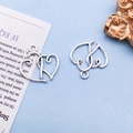 Colgantes de doble corazón de aleación de plata retro para joyería artesanal - Dije de Corazón Doble Calado Plata Antigua