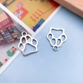 Bright silver hollow animal paw print charms for DIY jewelry making accessories - Hollow Paw Print Pendant (7113)