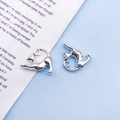 Cute antique silver cat pendant for DIY jewelry, silver feline animal charm design - Jumping Cat Pendant (8425)