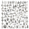 Platliggende vintage zilveren bedeltjes in diverse vormen voor het maken van DIY-sieraden - Gemengde Antiek Zilveren Stijl (M357)