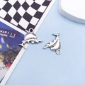 Vintage silver swordfish pendants for DIY jewelry making with realistic fin details - 13x20mm