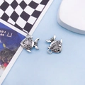 Antique silver fish pendants made of zinc alloy for DIY jewelry and accessory making - 14x13mm