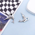 Antique silver swordfish alloy pendants with detailed scale texture and hanging loops - 20x22mm