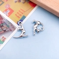 Antique silver cute cat and paw print hollow alloy charms for DIY jewelry making - Flexible Cat Combination (B374)