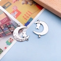 Antique silver moon and cat DIY alloy charms for handmade jewelry making and crafts - Antique Silver Moon Cat Pendant (5339)