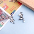 Antique silver cat pendant charms with paw prints for DIY jewelry and necklaces - Vivid Cat Charm (11294)