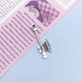 Antique silver axe-shaped alloy charm for DIY jewelry making with floral engravings - Antique Silver Axe (15834)