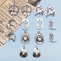 Western style silver alloy charms set featuring cowboy hats boots and horseshoes - Western Cowboy Series Mixed Styles (SN108) / 14 Pieces (2 Each of 7 Styles) / Antique Silver