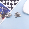 Antique silver dolphin fish charm pendants for DIY jewelry and keychain making - 17x16mm