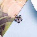 DIY black enamel five-petal flower charm pendant with rose gold finish for jewelry making - Enamel Cherry Blossom Black