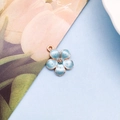 Light blue enamel five-petal flower charm pendant with rose gold plating for DIY jewelry - Enamel Cherry Blossom Green