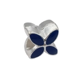 Silver metal flower bead with deep blue enamel inlay for DIY charm bracelets - Royal Blue Enamel Clover (13800) / 10*10-Hole 4mm