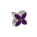 Silver flower bead with vibrant purple petals and central hole for DIY bracelet - Purple Enamel Clover (13815) / 10*10-Hole 4mm