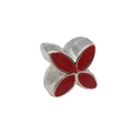 Silver flower bead with red enamel petals for DIY jewelry bracelets making - Red Enamel Clover (13806) / 10*10-Hole 4mm