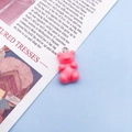 Pink resin gummy bear charm with silver loop for DIY jewelry making and crafts - Pink (12575)