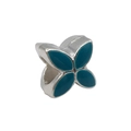 Silver alloy bead with teal enamel petals for DIY bracelets and necklaces jewelry making - Lake Blue Enamel Clover (13809) / 10*10-Hole 4mm
