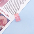 Translucent pink resin gummy bear pendant with silver metal ring for DIY jewelry making - Pink (12573)