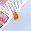 Translucent orange resin gummy bear pendant with silver clasp for DIY jewelry - Orange (12567)