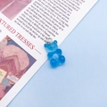Dark blue gummy bear pendant in resin with silver metal loop for DIY jewelry making - Blue (12568)