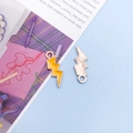 Colorful lightning bolt alloy charms with yellow drip oil finish for DIY bracelets - Yellow (12484)